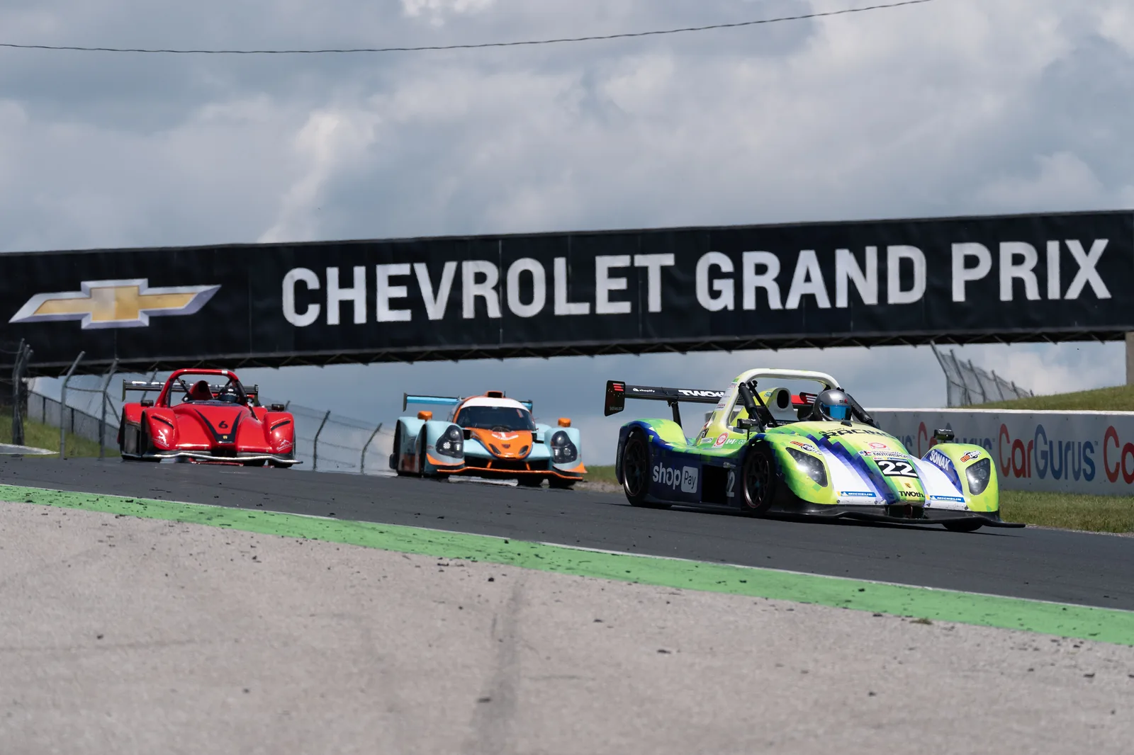 The number 22 Radical ahead of two prototypes on track at Canadian Tire Motorsport Park