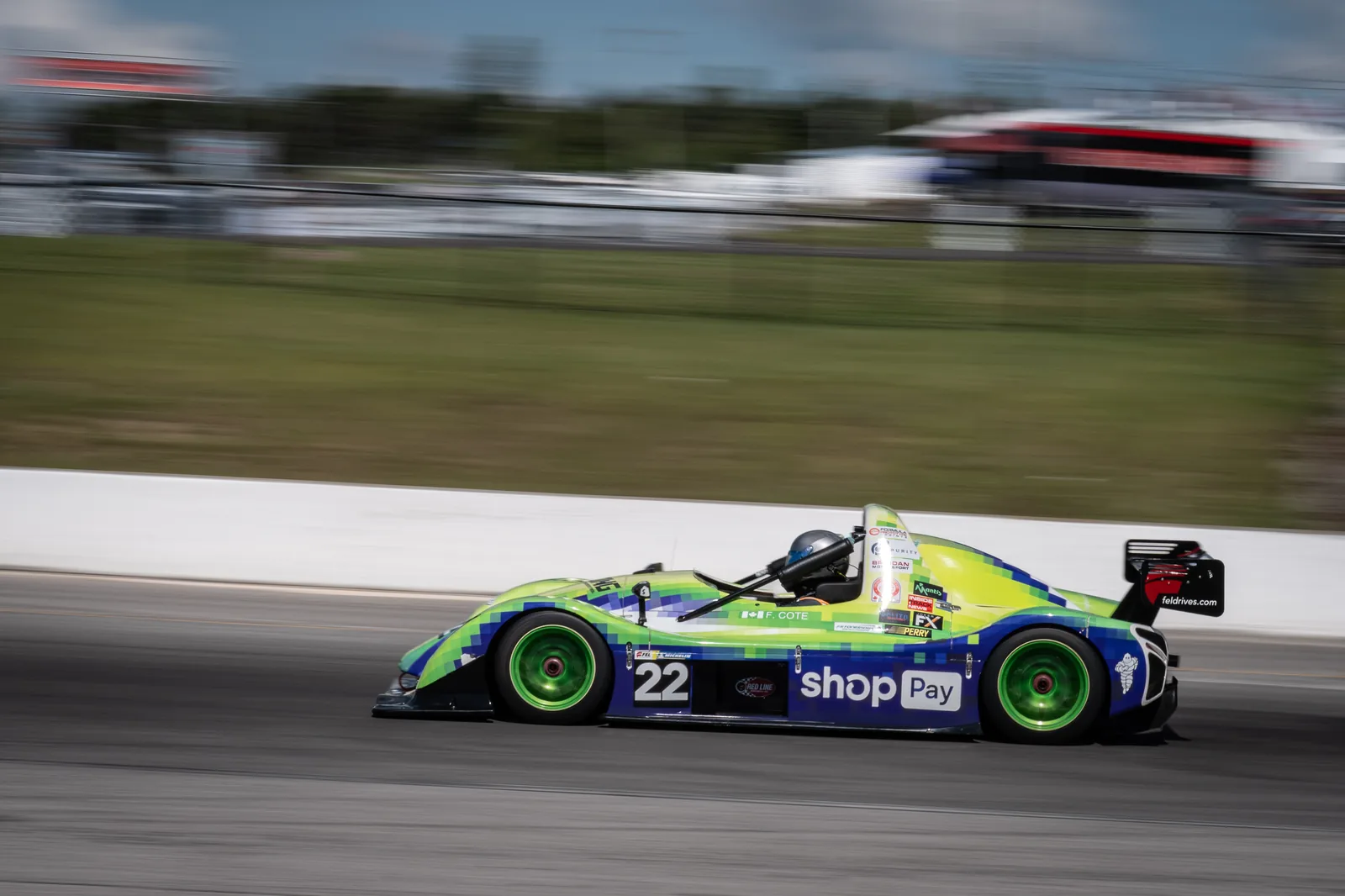 The number 22 Radical SR3 at speed at Canadian Tire Motorsport Park